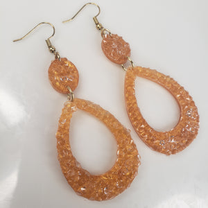 Amber Glass Geode Earrings