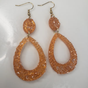 Amber Glass Geode Earrings