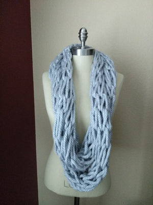 Extra Long Chunky Silver Infinity Scarf
