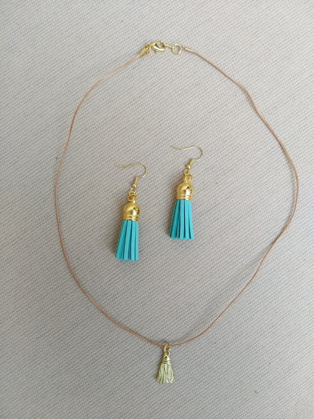 Earring Leather Tassel Set Tropical Waters