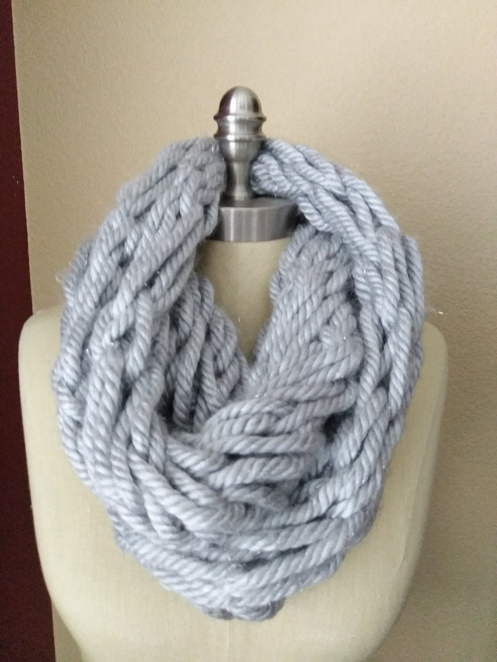 Extra Long Chunky Silver Infinity Scarf