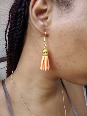 Earring Leather Tassel Set Peach