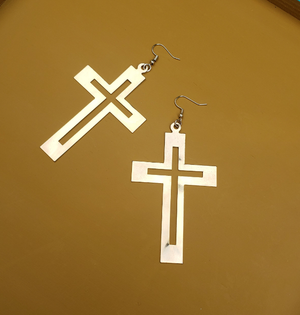 Large Golden Cross Earrings