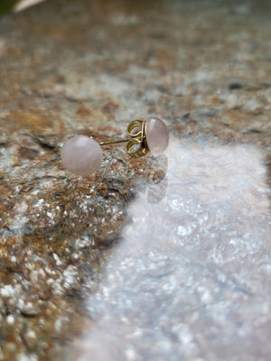 Small Dot Rose Quartz Stud