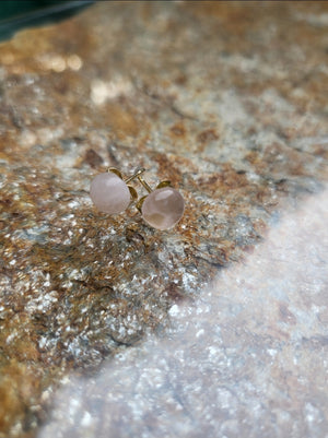 Small Dot Rose Quartz Stud