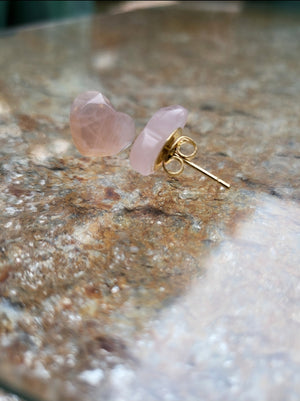 Heart Rose Quartz Stud