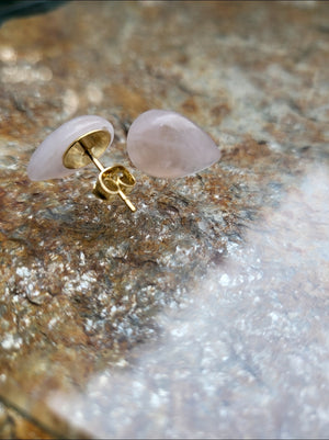 Teardrop Rose Quartz Stud