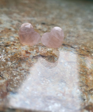 Heart Rose Quartz Stud