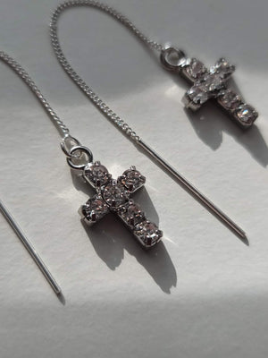Crystal Cross Thread Earrings