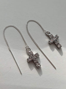 Crystal Cross Thread Earrings